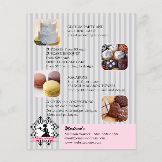 Silhouette Werbung Lady Cupcake Pink Silver Flyer (Hinten)