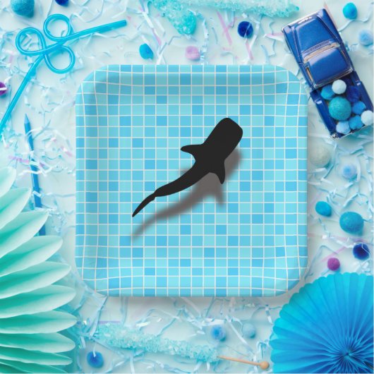 Silhouette Whale Hai im Schwimmbad Pappteller (Party)