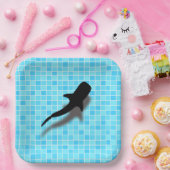 Silhouette Whale Hai im Schwimmbad Pappteller (Party)