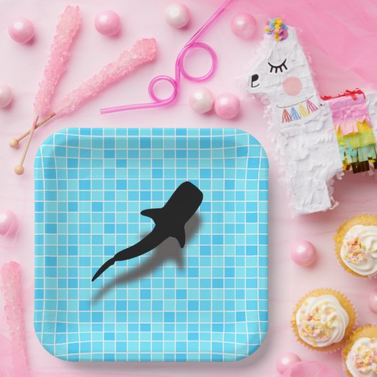 Silhouette Whale Hai im Schwimmbad Pappteller (Party)