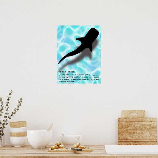 Silhouette Whale Shark mit Definition Beach Poster (Küche)