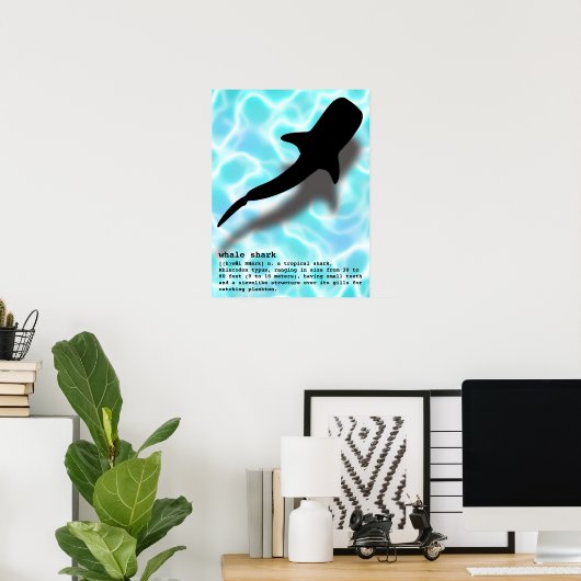 Silhouette Whale Shark mit Definition Beach Poster (Heimbüro)