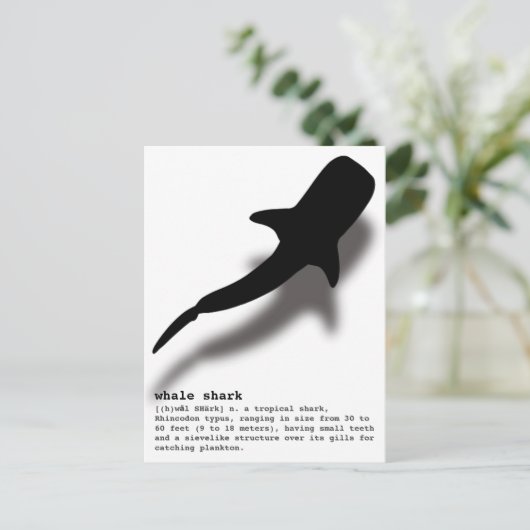 Silhouette Whale Shark mit Definition Beach Postkarte (Stehend Vorderseite)