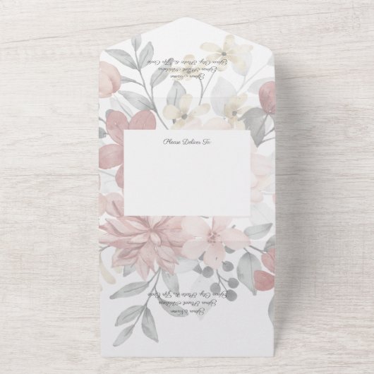 Silhouette Wildblume Bouquet mit QR-Code All In One Einladung (Außenbereich)