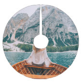 Silhouette Woman Alp Locarno Polyester Weihnachtsbaumdecke (Vorderseite)