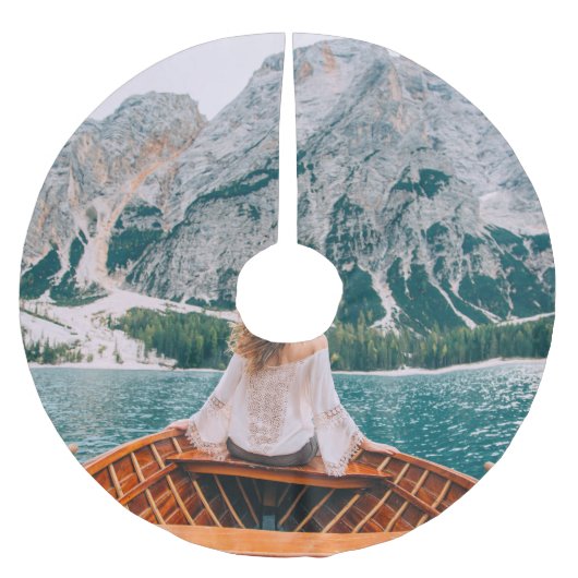 Silhouette Woman Alp Locarno Polyester Weihnachtsbaumdecke (Vorderseite)