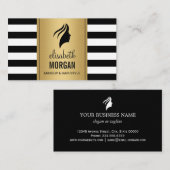 Silhouette Woman Face Gold Schwarz-weiße Streifen Visitenkarte (Vorne/Hinten)