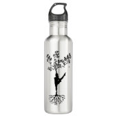 Silhouette Women Tree Yoga Edelstahlflasche (Vorderseite)