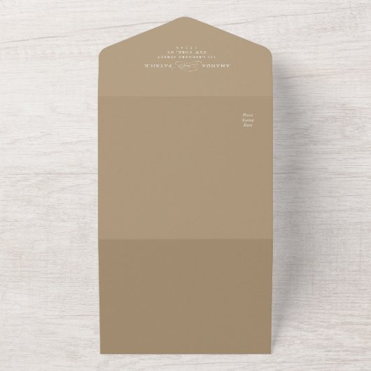 Silhouette Wreath Wedding Tan All In One Einladung (Außenbereich)