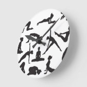 Silhouette-Yoga-Posen Runde Wanduhr (Winkel)