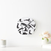 Silhouette-Yoga-Posen Runde Wanduhr (Zuhause)