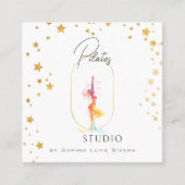 Silhouette Yoga Spa Studio Beauty Gold Stars Quadratische Visitenkarte (Vorderseite)