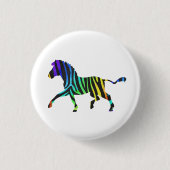 Silhouette Zebra Black und Regenbogen Button (Vorderseite)
