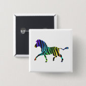 Silhouette Zebra Black und Regenbogen Button (Vorne & Hinten)