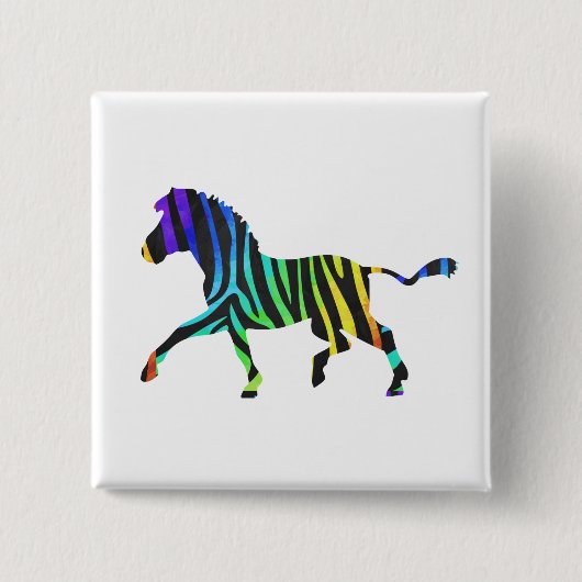 Silhouette Zebra Black und Regenbogen Button (Vorderseite)