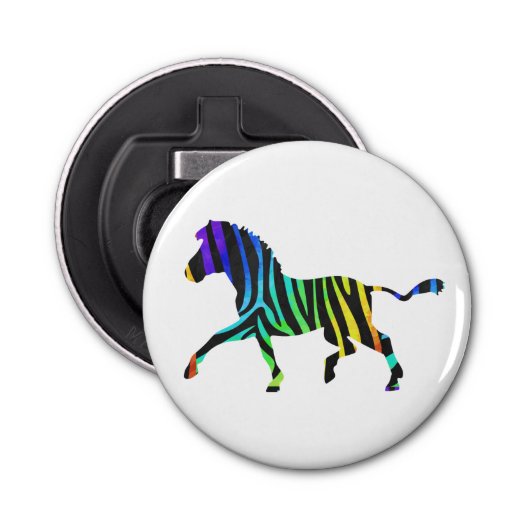 Silhouette Zebra Black und Regenbogen Flaschenöffner (Vorderseite)