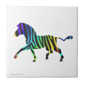Silhouette Zebra Black und Regenbogen Fliese (Vorderseite)