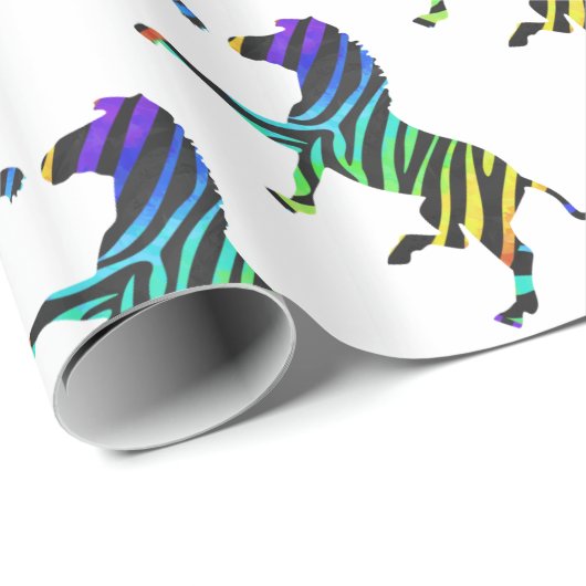 Silhouette Zebra Black und Regenbogen Geschenkpapier (Rolleneckpunkt)