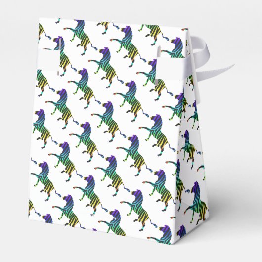Silhouette Zebra Black und Regenbogen Geschenkschachtel (Rückseite)