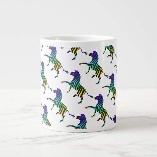 Silhouette Zebra Black und Regenbogen Jumbo-Tasse (Vorderseite)