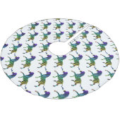 Silhouette Zebra Black und Regenbogen Polyester Weihnachtsbaumdecke (Schrägansicht)