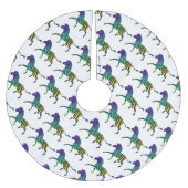 Silhouette Zebra Black und Regenbogen Polyester Weihnachtsbaumdecke (Vorderseite)