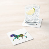 Silhouette Zebra Black und Regenbogen Rechteckiger Pappuntersetzer (Vor Ort)