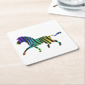 Silhouette Zebra Black und Regenbogen Rechteckiger Pappuntersetzer (angewinkelt)