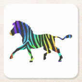 Silhouette Zebra Black und Regenbogen Rechteckiger Pappuntersetzer (Vorderseite)