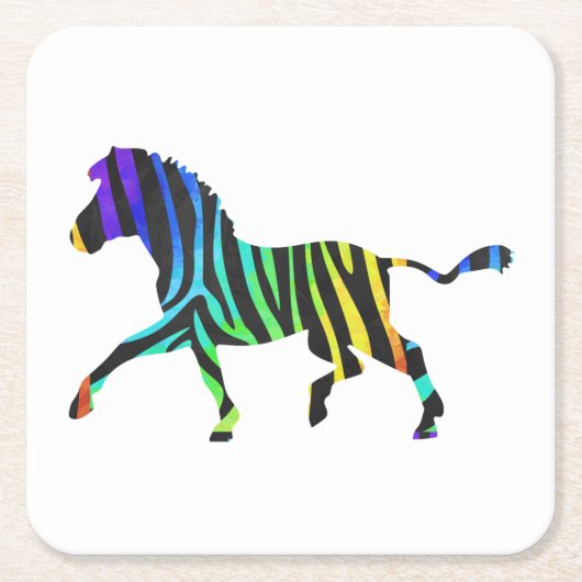 Silhouette Zebra Black und Regenbogen Rechteckiger Pappuntersetzer (Vorderseite)