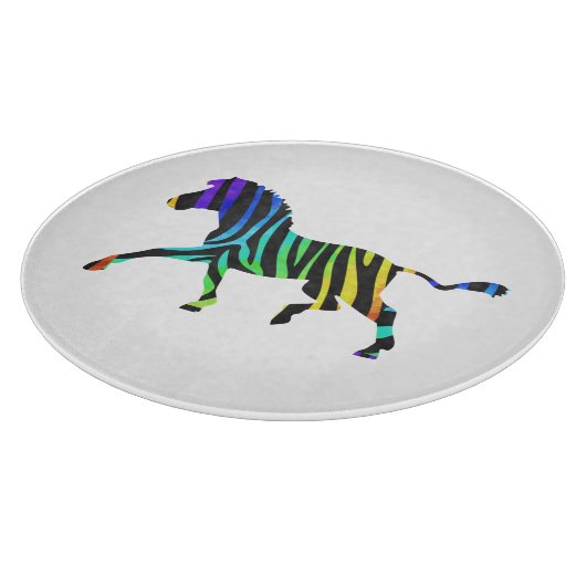 Silhouette Zebra Black und Regenbogen Schneidebrett (Ecke)
