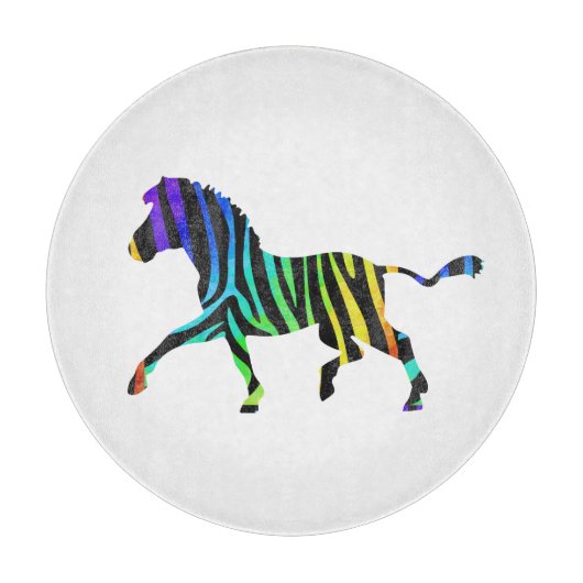 Silhouette Zebra Black und Regenbogen Schneidebrett (Vorderseite)