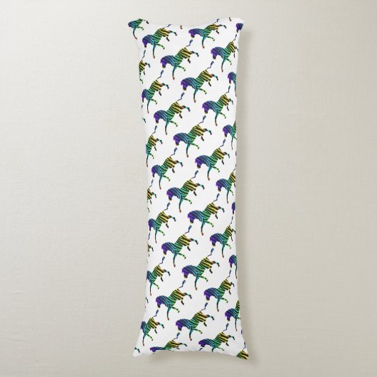 Silhouette Zebra Black und Regenbogen Seitenschläferkissen (Vorderseite Vertikal)