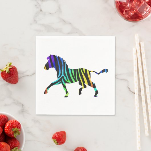 Silhouette Zebra Black und Regenbogen Serviette (Beispiel)