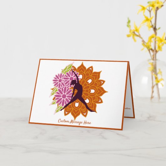 Silhouette Zen Yoga Pose on Gold Mandala Karte (Gelbe Blume)