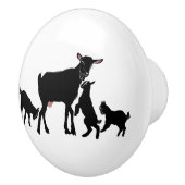 Silhouette Ziege und Triplets Keramikknauf (Rechts)