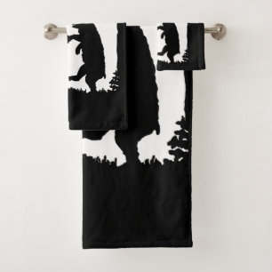 Silhouette zwei, die schwarze Bärn-Baum-Eule tanz Badhandtuch Set