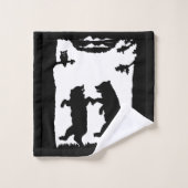 Silhouette zwei, die schwarze Bärn-Baum-Eule tanzt Badhandtuch Set (Waschlappen)