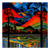 Silhouetted bird over landscape poster (Vorderseite)