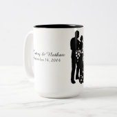 Silhouetten am Hochzeitstag - personalisierte Umar Zweifarbige Tasse (Vorderseite Links)