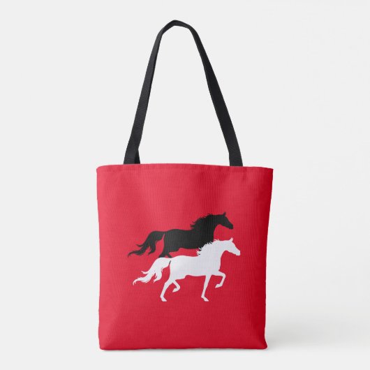 Silhouetten auf Rot und Weiß Tasche (Rückseite)