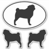 Silhouetten aus schwarzem Mops Hund Vinyl Sticker (Vorderseite)