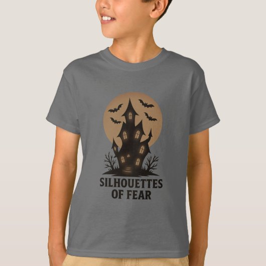 Silhouetten der Angst - Spuk häusliches Halloween T-Shirt (Vorderseite)
