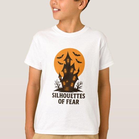 Silhouetten der Angst - Spuk häusliches Halloween T-Shirt (Vorderseite)