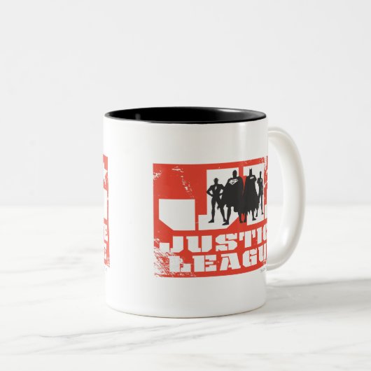 Silhouetten der Gerechtigkeitsliga Zweifarbige Tasse (VorderseiteRechts)