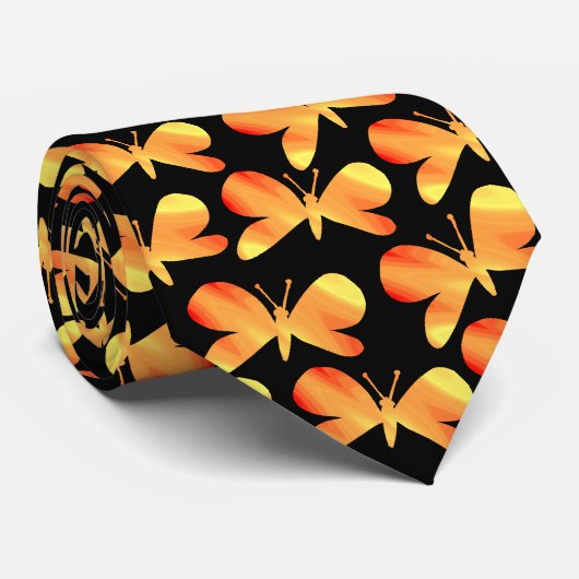 Silhouetten der Schmetterlingsblume - Schwarz Krawatte (Gerollt)