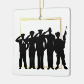 Silhouetten der Streitkräfte Weihnachtsfeier Keramikornament (Links)