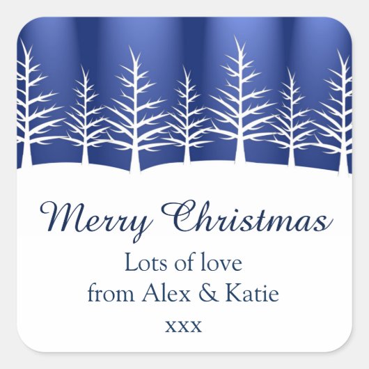 Silhouetten der weißen Bäume Quadratischer Aufkleber (Vorderseite)