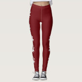 Silhouetten der weißen Rentiere auf Rot Leggings (Vorderseite)