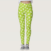 Silhouetten der White Marigold-Blume über Leaf Gre Leggings (Vorderseite)